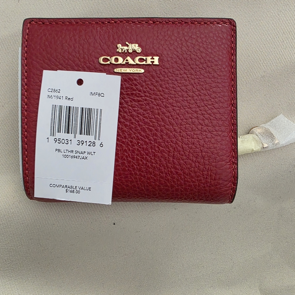 Coach Burgundy Leather Card Holder